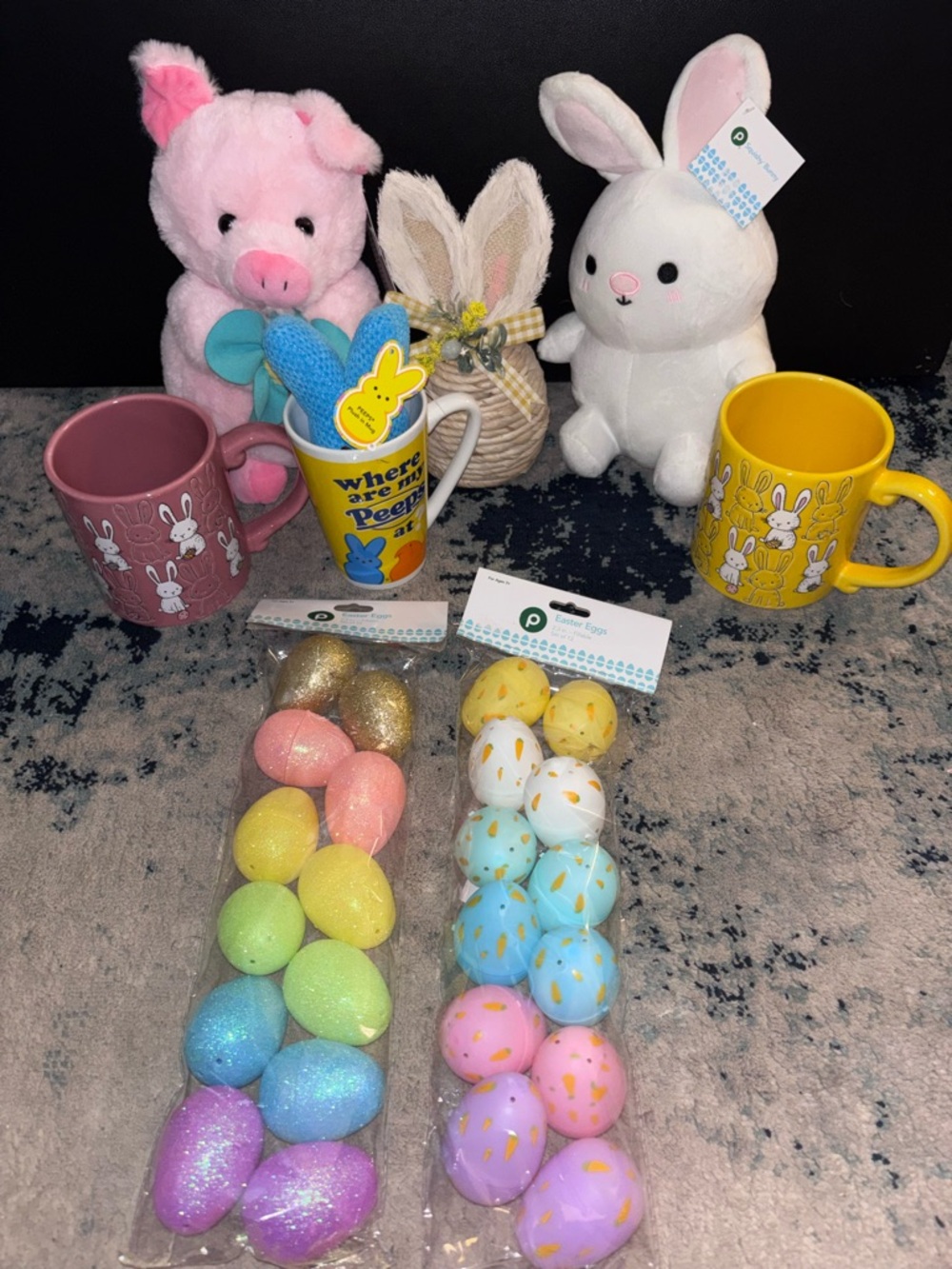 Easter Plush & Mug Gift Set - Pink, White, Yellow